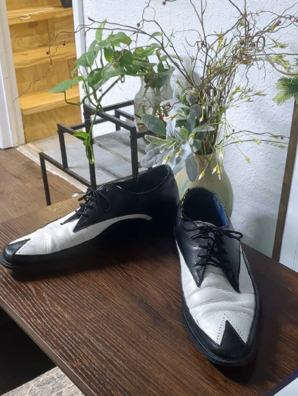 Stacy Adams Men's 9 M Black White Two Tone Leather Spectator Oxford Shoes 21340